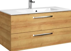 Saphir Badmöbel-Set »Trentino 2-teilig Mineralmarmor-Waschtisch mit LED-Spiegelschrank« 3 Stk. tlg.