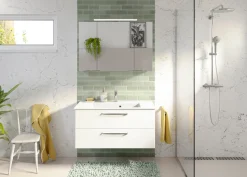 Saphir Badmöbel-Set »Trentino 2-tlg Mineralmarmor-Waschtisch, Spiegelschrank mit LED-Profil« 3 Stk. tlg.