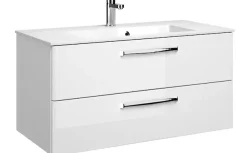 Saphir Badmöbel-Set »Trentino 2-tlg Mineralmarmor-Waschtisch, Spiegelschrank mit LED-Profil« 3 Stk. tlg.