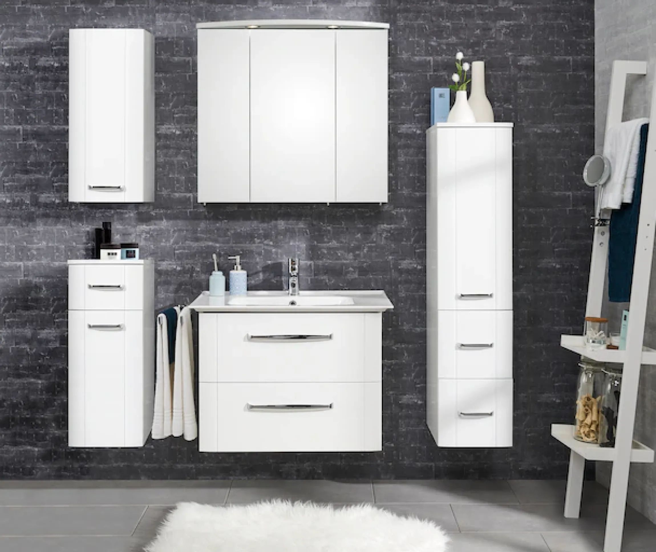 Saphir Badmöbel-Set »Waschtisch Serie 3006 Keramik-Waschtisch mit Unterschrank, 80 cm breit« 2 Stk. tlg.