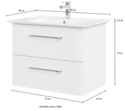 Saphir Badmöbel-Set »Waschtisch Serie 3006 Keramik-Waschtisch mit Unterschrank, 80 cm breit« 2 Stk. tlg.