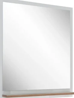 Saphir Badspiegel »Quickset 923 Spiegel 60 cm breit mit Ablage« Flächenspiegel Weiß Glanz, Riviera Eiche quer Nachbildung