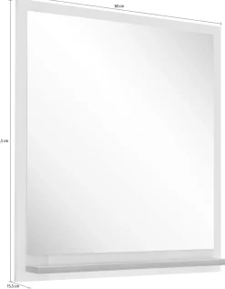Saphir Badspiegel »Quickset 923 Spiegel 60 cm breit mit Ablage« Flächenspiegel Weiß Glanz, Riviera Eiche quer Nachbildung