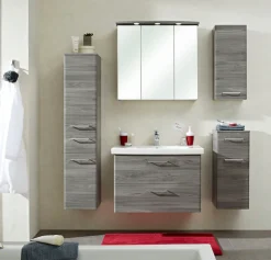 Saphir Hängeschrank »Quickset 916 Wand-Badschrank 30 cm breit mit 1 Tür, 2 Einlegeböden« Badezimmer-Hängeschrank Sangallo Grau quer Nachbildung