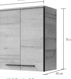 Saphir Hängeschrank »Quickset 395 Badschrank 60,4 cm breit mit 2 Türen und 2 Einlegeböden« Badezimmer-Hängeschrank inkl. Türdämpfer, Griffe in Schwarz