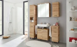 Saphir Hängeschrank »Quickset 919 Badschrank 30 cm breit mit 1 Tür und 2 Glas-Einlegeböden« Badezimmer-Hängeschrank inkl. Türdämpfer, Griffe in Grau