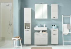 Saphir Hängeschrank »Quickset Wand-Badschrank 30 cm breit mit 1 Tür und 2 Glas-Einlegeböden« Badezimmer-Hängeschrank inkl. Türdämpfer, Griffe in Chrom Glanz