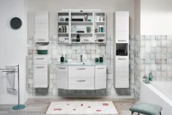 Saphir Hängeschrank »Quickset Wand-Badschrank 30 cm breit mit 1 Tür und 2 Glas-Einlegeböden« Badezimmer-Hängeschrank inkl. Türdämpfer, Griffe in Chrom Glanz