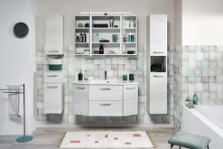 Saphir Hängeschrank »Quickset Wand-Badschrank 30 cm breit mit 1 Tür und 2 Glas-Einlegeböden« Badezimmer-Hängeschrank inkl. Türdämpfer, Griffe in Chrom Glanz