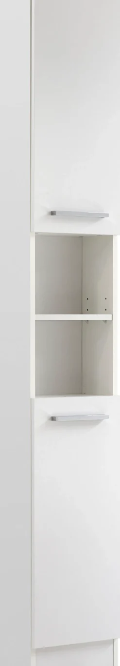 Saphir Hochschrank »Quickset 335 Badschrank 30 cm breit, 2 Türen, 1 Nische, 3 Einlegeböden« Badezimmer-Hochschrank, Weiß Glanz, Griffe in Chrom glänzend