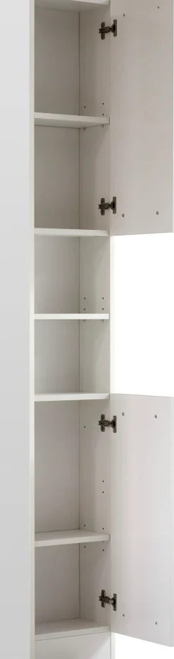 Saphir Hochschrank »Quickset 335 Badschrank 30 cm breit, 2 Türen, 1 Nische, 3 Einlegeböden« Badezimmer-Hochschrank, Weiß Glanz, Griffe in Chrom glänzend