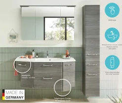 Saphir Hochschrank »Quickset Badschrank 30 cm breit, 2 Türen, 1 Schublade, 3 Einlegeböden« Badezimmer-Hochschrank inkl. Türdämpfer, Griffe in Chrom glänzend