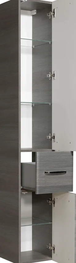 Saphir Hochschrank »Quickset Badschrank 30 cm breit, 2 Türen, 1 Schublade, 3 Einlegeböden« Badezimmer-Hochschrank inkl. Türdämpfer, Griffe in Chrom glänzend