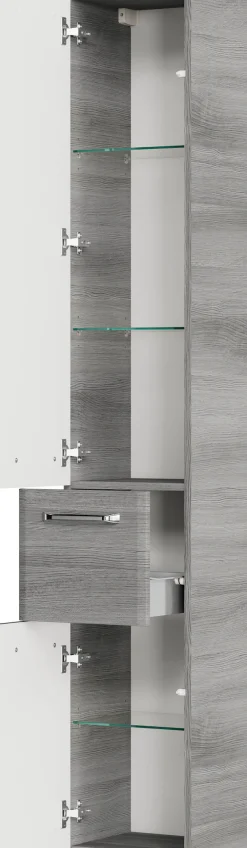 Saphir Hochschrank »Quickset Badschrank 30 cm breit, 2 Türen, 1 Schublade, 3 Einlegeböden« Badezimmer-Hochschrank inkl. Türdämpfer, Griffe in Chrom glänzend