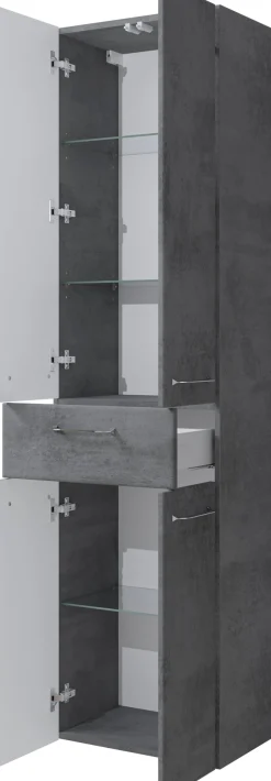 Saphir Hochschrank »Quickset 945 Badschrank, 50 cm breit, 4 Türen, 1 Schublade« Badezimmer-Hochschrank inkl. Türdämpfer, Griffe in Chrom glänzend