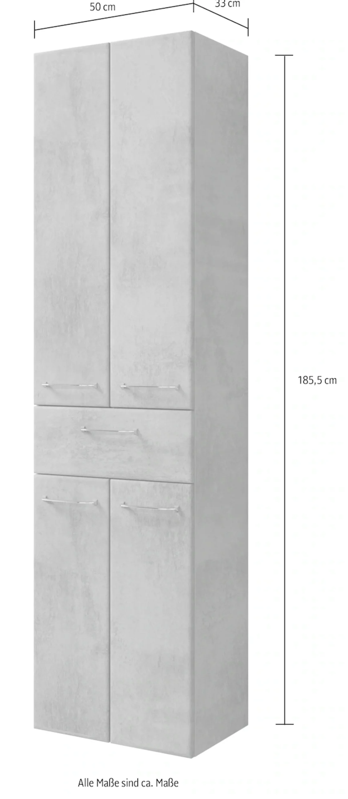 Saphir Hochschrank »Quickset 945 Badschrank, 50 cm breit, 4 Türen, 1 Schublade« Badezimmer-Hochschrank inkl. Türdämpfer, Griffe in Chrom glänzend