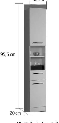 Saphir Hochschrank »Quickset 335 Badschrank 30 cm breit, 2 Türen, 1 Nische, 1 Schublade« Badezimmer-Hochschrank, Weiß Glanz, Griffe in Chrom glänzend