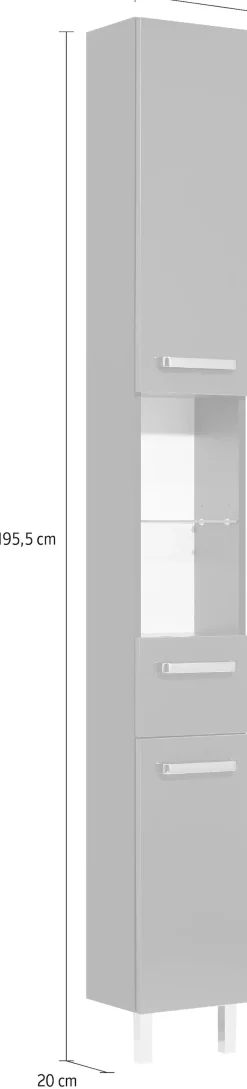Saphir Hochschrank »Quickset Badschrank 25 cm breit, 2 Türen, 2 Nischen, 1 Schublade« Badezimmer-Hochschrank inkl. Türdämpfer, Griffe in Chrom glänzend
