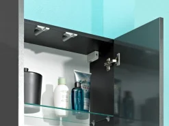 Saphir Hochschrank »Quickset Badschrank 50 cm breit, 4 Türen, 2 Nischen, 1 Schublade« Badezimmer-Hochschrank inkl. Türdämpfer, Griffe in Chrom glänzend