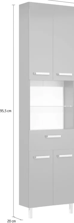 Saphir Hochschrank »Quickset Badschrank 50 cm breit, 4 Türen, 2 Nischen, 1 Schublade« Badezimmer-Hochschrank inkl. Türdämpfer, Griffe in Chrom glänzend
