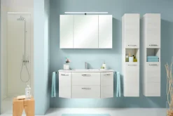 Saphir Hochschrank »Quickset Badschrank 30 cm breit, 2 Türen, 1 Nische, 3 Einlegeböden« Badezimmer-Hochschrank inkl. Türdämpfer, Griffe in Chrom glänzend