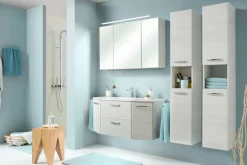 Saphir Hochschrank »Quickset Badschrank 30 cm breit, 2 Türen, 1 Nische, 3 Einlegeböden« Badezimmer-Hochschrank inkl. Türdämpfer, Griffe in Chrom glänzend