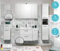 Saphir Hochschrank »Quickset Badschrank 30 cm breit, 2 Türen, 1 Nische, 3 Einlegeböden« Badezimmer-Hochschrank inkl. Türdämpfer, Griffe in Chrom glänzend