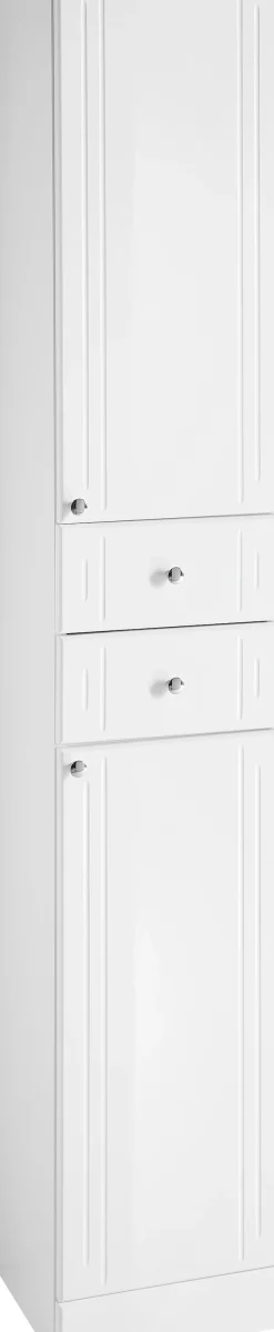 Saphir Hochschrank »Quickset 955 Badschrank, 32,5 cm breit, 2 Türen, 2 Schubladen« Badezimmer-Hochschrank inkl. Türdämpfer, Griffe in Chrom glänzend