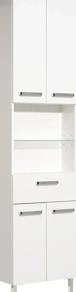Saphir Hochschrank »Quickset Badschrank 50 cm breit, 4 Türen, 2 Nischen, 1 Schublade« Badezimmer-Hochschrank inkl. Türdämpfer, Griffe in Chrom glänzend