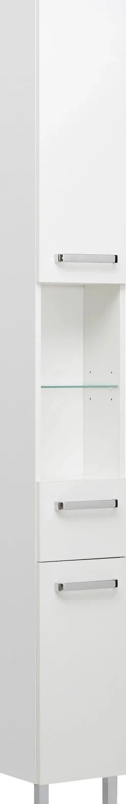 Saphir Hochschrank »Quickset Badschrank 25 cm breit, 2 Türen, 2 Nischen, 1 Schublade« Badezimmer-Hochschrank inkl. Türdämpfer, Griffe in Chrom glänzend