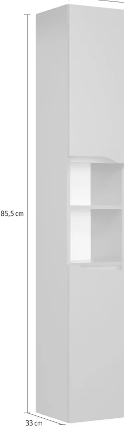 Saphir Hochschrank »Quickset Badschrank 30 cm breit, 2 Türen, 1 Nische, 2 Einlegeböden« Badezimmer-Hochschrank inkl. Türdämpfer, grifflos