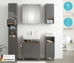 Saphir Hochschrank »Quickset Badschrank 30 cm breit, 2 Türen, 1 Nische, 2 Einlegeböden« Badezimmer-Hochschrank inkl. Türdämpfer, grifflos