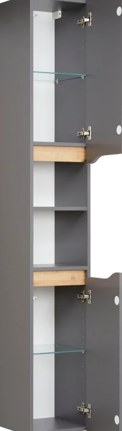 Saphir Hochschrank »Quickset Badschrank 30 cm breit, 2 Türen, 1 Nische, 2 Einlegeböden« Badezimmer-Hochschrank inkl. Türdämpfer, grifflos