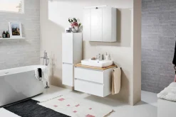 Saphir Midischrank »Quickset 360 Badschrank in Weiß Glanz mit 2 Türen, 3 Glas-Einlegeböden« inkl. Türdämpfer, 35 cm breit, 124,5 cm hoch, grifflos, wandhängend