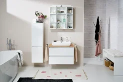 Saphir Midischrank »Quickset 360 Badschrank in Weiß Glanz mit 2 Türen, 3 Glas-Einlegeböden« inkl. Türdämpfer, 35 cm breit, 124,5 cm hoch, grifflos, wandhängend
