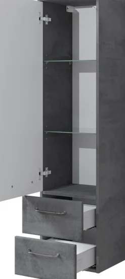 Saphir Midischrank »Quickset 945 Badschrank 35 cm breit, 1 Tür, 2 Schubladen« Badezimmer-Midischrank inkl. Türdämpfer, Griffe in Chrom glänzend
