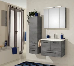 Saphir Midischrank »Quickset 945 Badschrank 35 cm breit, 1 Tür, 2 Schubladen« Badezimmer-Midischrank inkl. Türdämpfer, Griffe in Chrom glänzend