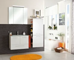 Saphir Midischrank »Quickset Badschrank 50 cm breit, 2 Türen, seitliche Ablagen« Badezimmer-Midischrank inkl. Türdämpfer, Griffe in Chrom glänzend