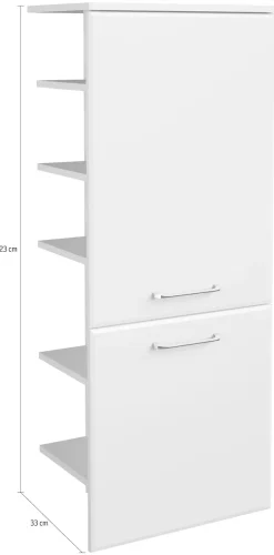 Saphir Midischrank »Quickset Badschrank 50 cm breit, 2 Türen, seitliche Ablagen« Badezimmer-Midischrank inkl. Türdämpfer, Griffe in Chrom glänzend