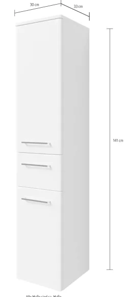Saphir Midischrank »Quickset 316 Badschrank 30 cm breit, 2 Türen, 1 Schublade« Badezimmer-Midischrank inkl. Türdämpfer, Griffe in Chrom glänzend