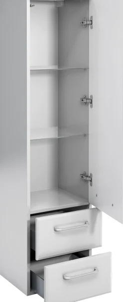 Saphir Midischrank »Quickset Badschrank 35 cm breit, 1 Tür, 2 Schubladen, 2 Einlegeböden« Badezimmer-Midischrank inkl. Türdämpfer, Griffe in Chrom glänzend