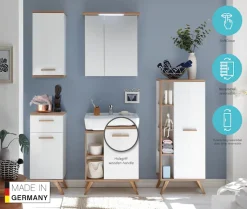 Saphir Midischrank »Quickset Badschrank 50,5 cm breit, 1 Tür, seitliche Ablagen« Badezimmer-Midischrank inkl. Türdämpfer, Griffe in Holz