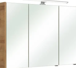 Saphir Spiegelschrank »Quickset 362 Badschrank, 3 Spiegeltüren, 6 Einlegeböden, 100 cm breit« inkl. LED-Beleuchtung, Türdämpfer, Schalter-/Steckdosenkombination