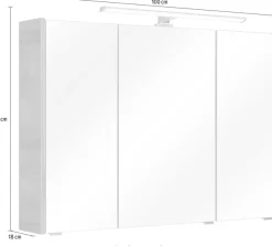 Saphir Spiegelschrank »Quickset 362 Badschrank, 3 Spiegeltüren, 6 Einlegeböden, 100 cm breit« inkl. LED-Beleuchtung, Türdämpfer, Schalter-/Steckdosenkombination