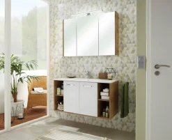 Saphir Spiegelschrank »Quickset 362 Badschrank, 3 Spiegeltüren, 6 Einlegeböden, 100 cm breit« inkl. LED-Beleuchtung, Türdämpfer, Schalter-/Steckdosenkombination