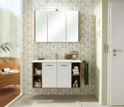 Saphir Spiegelschrank »Quickset 362 Badschrank, 3 Spiegeltüren, 6 Einlegeböden, 100 cm breit« inkl. LED-Beleuchtung, Türdämpfer, Schalter-/Steckdosenkombination