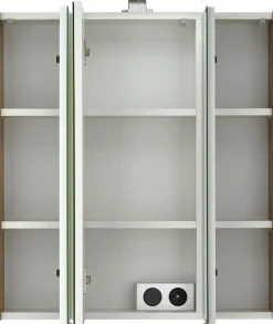 Saphir Spiegelschrank »Quickset Badschrank, 3 Spiegeltüren, 6 Einlegeböden, 65 cm breit« inkl. LED-Beleuchtung, Türdämpfer, Schalter-/Steckdosenkombination