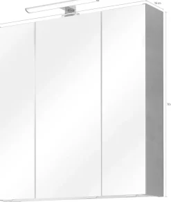 Saphir Spiegelschrank »Quickset Badschrank, 3 Spiegeltüren, 6 Einlegeböden, 65 cm breit« inkl. LED-Beleuchtung, Türdämpfer, Schalter-/Steckdosenkombination