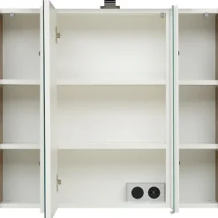 Saphir Spiegelschrank »Quickset Badschrank, 3 Spiegeltüren, 6 Einlegeböden, 80 cm breit« inkl. LED-Beleuchtung, Türdämpfer, Schalter-/Steckdosenkombination