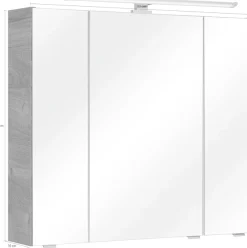 Saphir Spiegelschrank »Quickset Badschrank, 3 Spiegeltüren, 6 Einlegeböden, 80 cm breit« inkl. LED-Beleuchtung, Türdämpfer, Schalter-/Steckdosenkombination